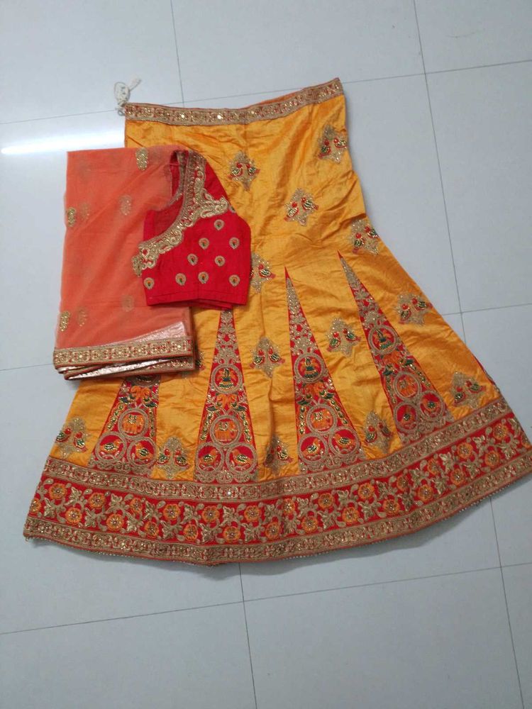 Yellow Embroidered Lehenga Choli Set