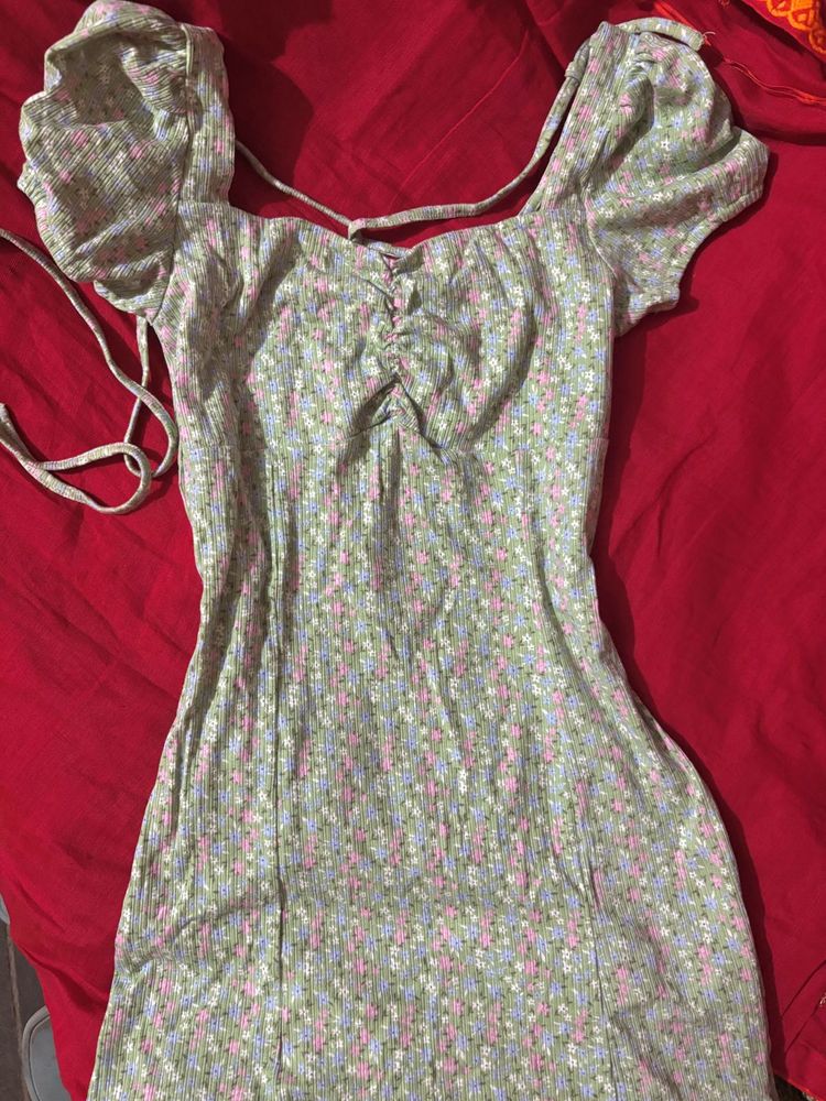 Floral Puff Sleeve Mini Dress
