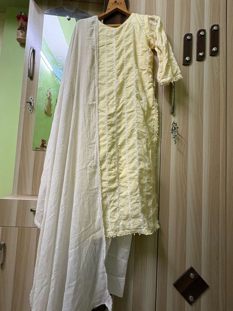 Elegant Yellow Embroidered Kurta Set