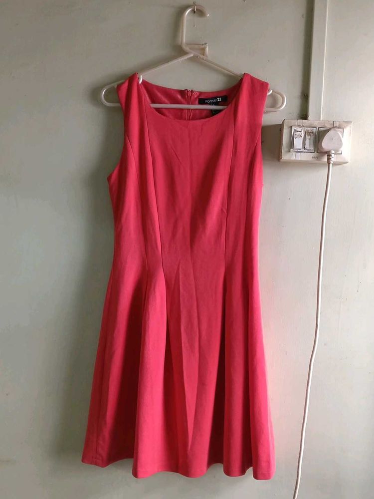 Vibrant Coral Fit &amp; Flare Dress