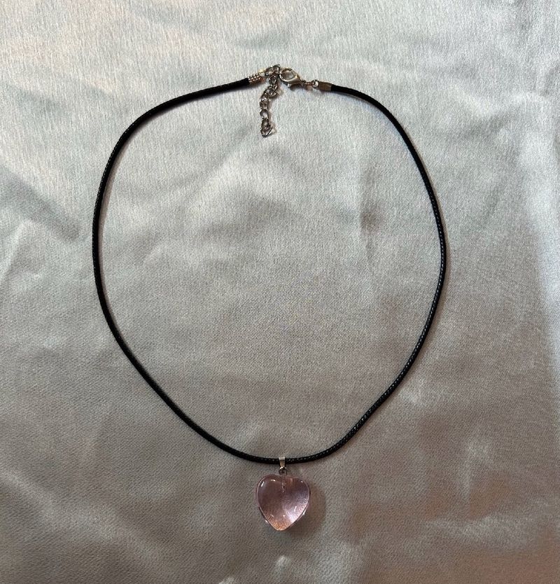 y2k coquette pink heart necklace