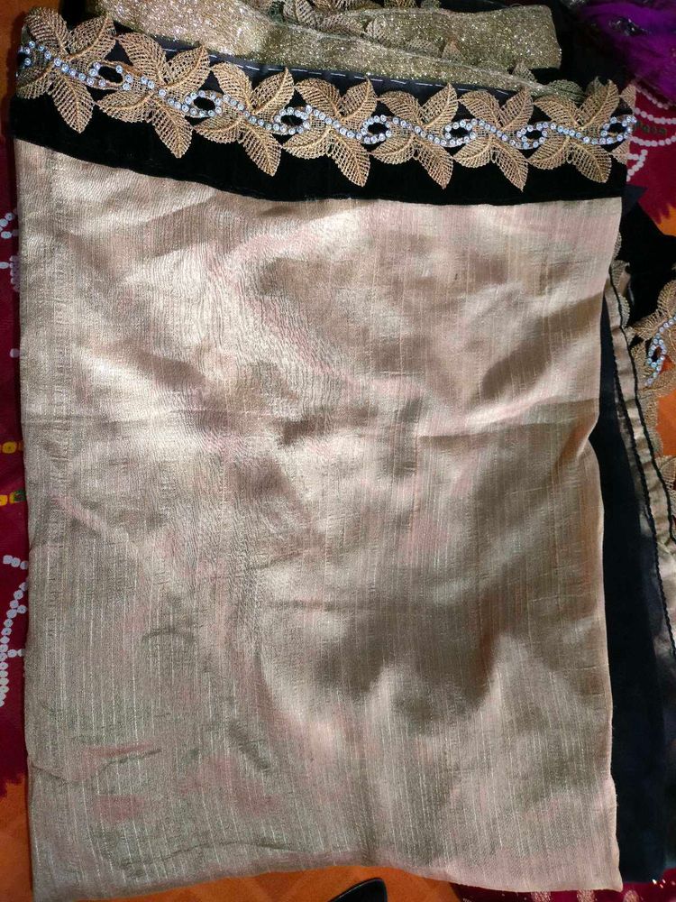 Elegant Beige Saree with Embellished Border