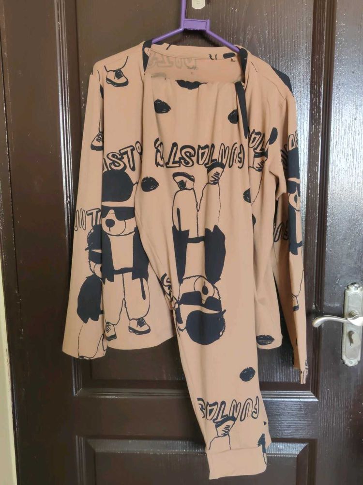 Zudio Cute Beige Print Night suit