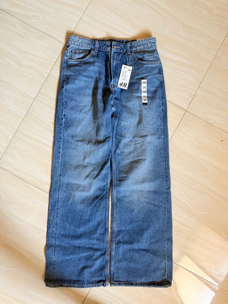 H&amp;M Wide Leg Blue Jeans