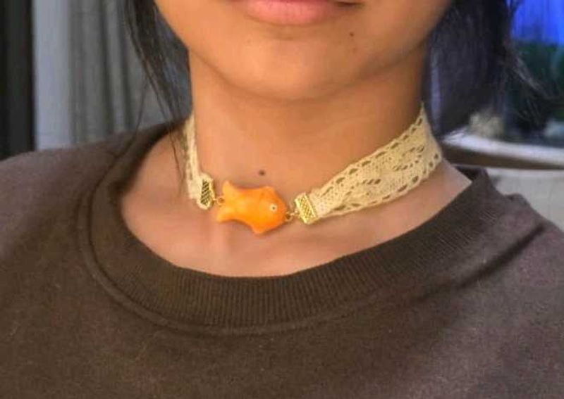 Cute Goldfish Lace Choker Necklace