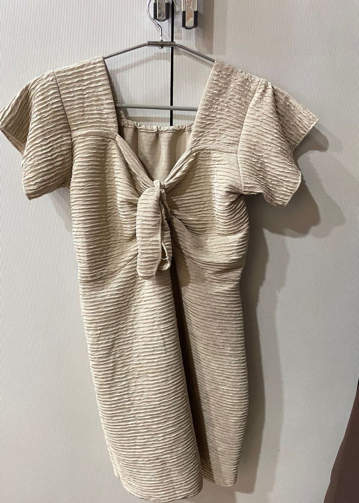 Textured Tie-Front Mini Dress
