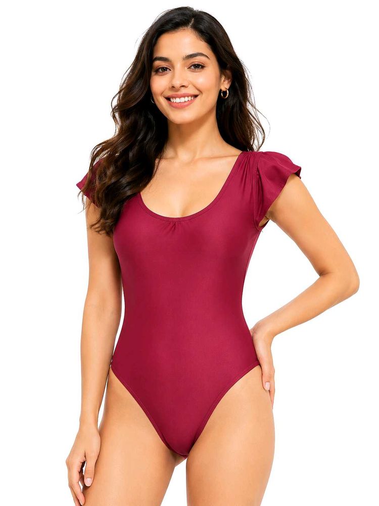 Burgundy Leotard  Dance Gymnastics Swimming Costum