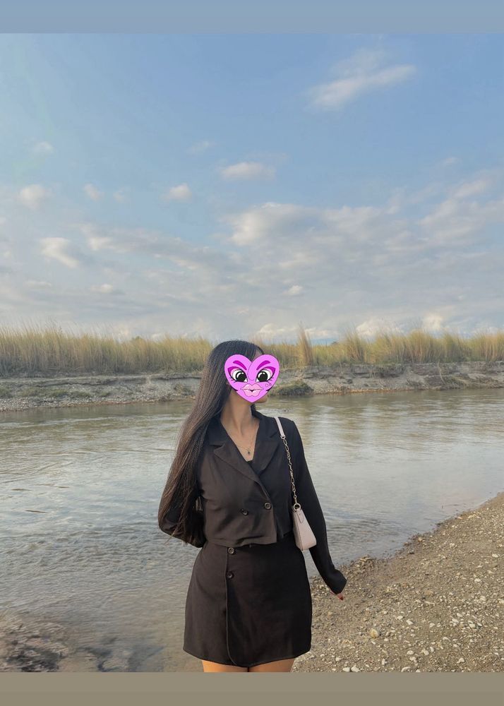 Chic Black Blazer and Skirt Set