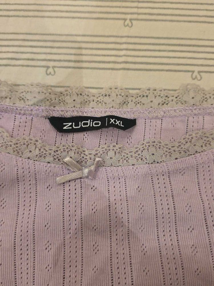 Zudio Lavender Lace Trim Top