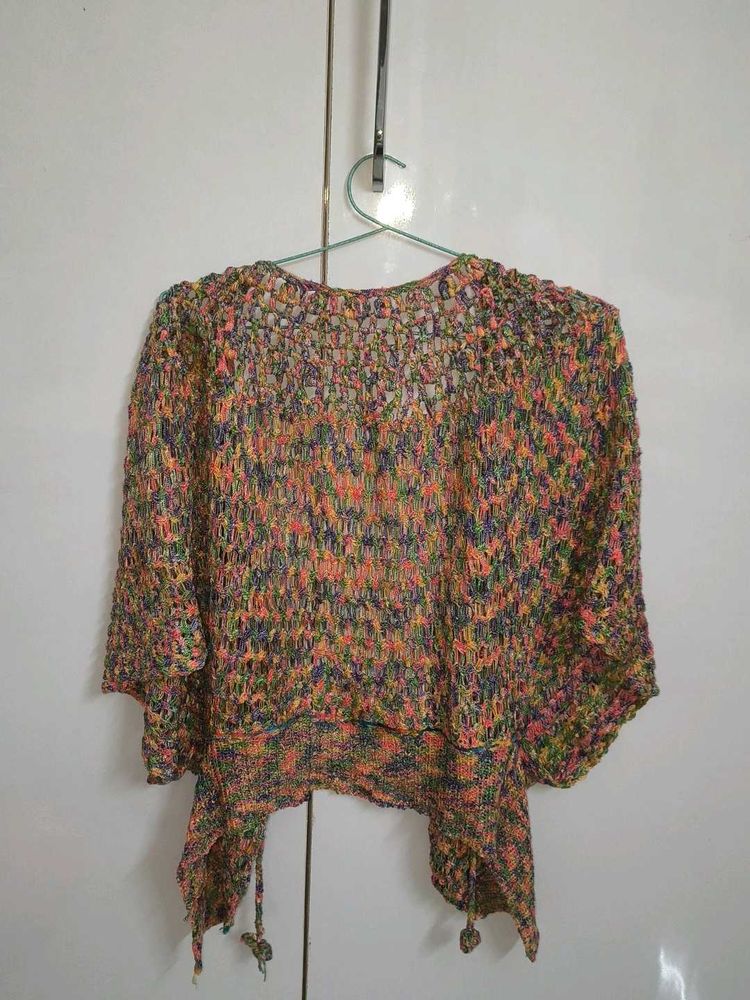 Colorful Crochet Batwing Sweater