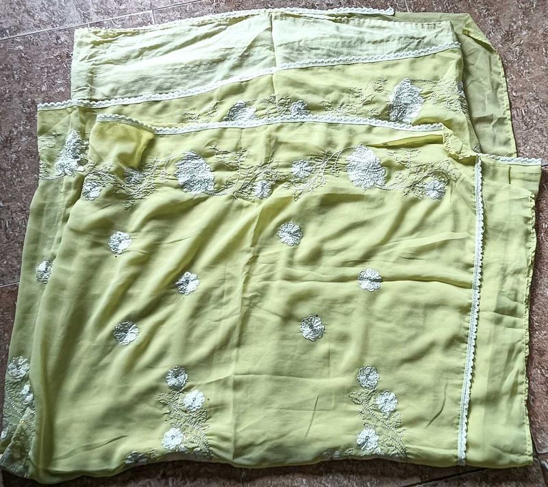 Elegant Embroidered Yellow Saree