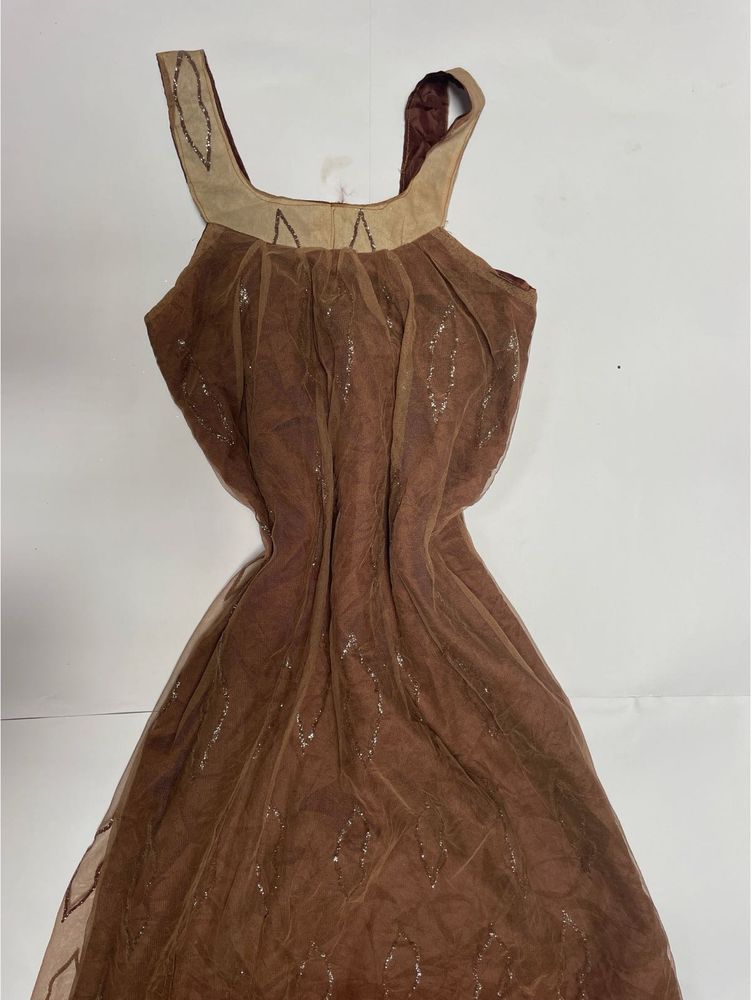 Sheer Brown Embellished Dress