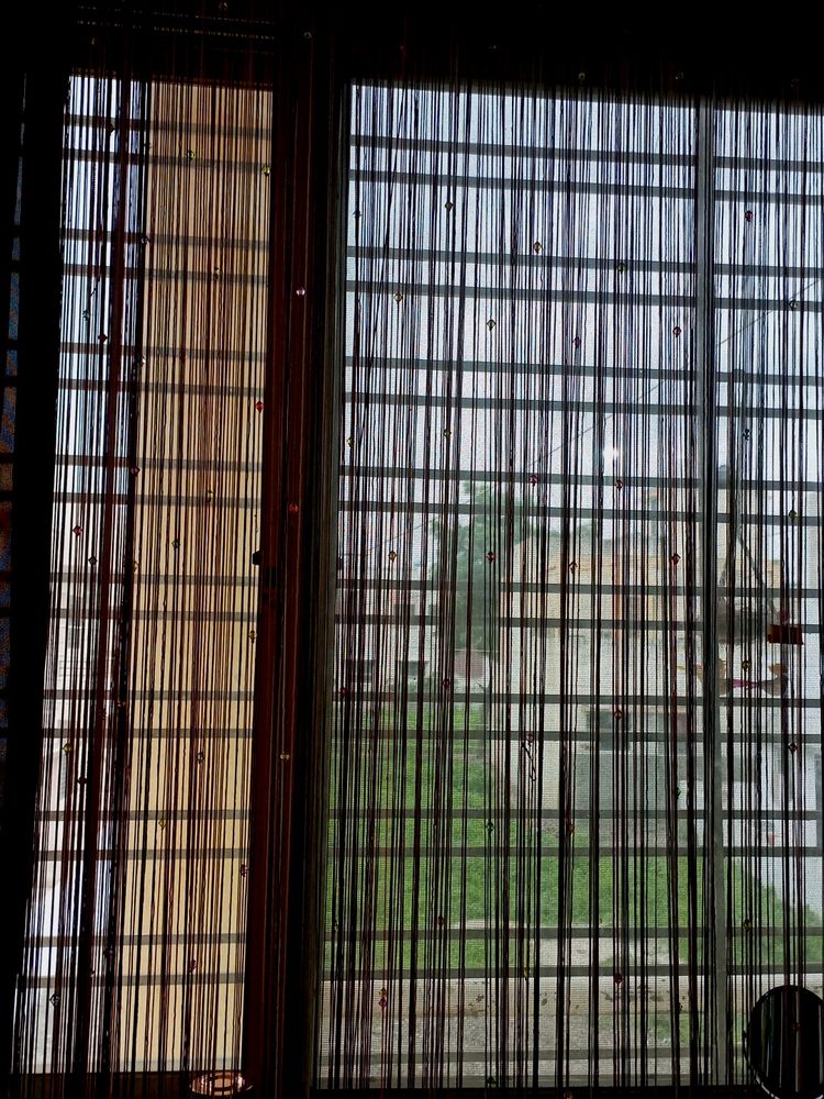 Sheer Decorative Curtain With Beads