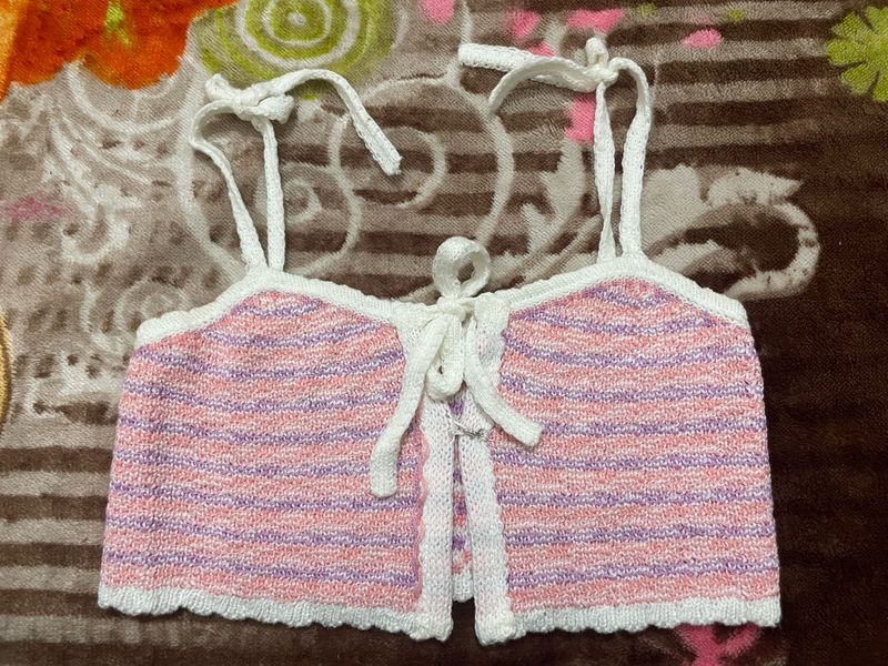 handmade Striped Knit Crop Top