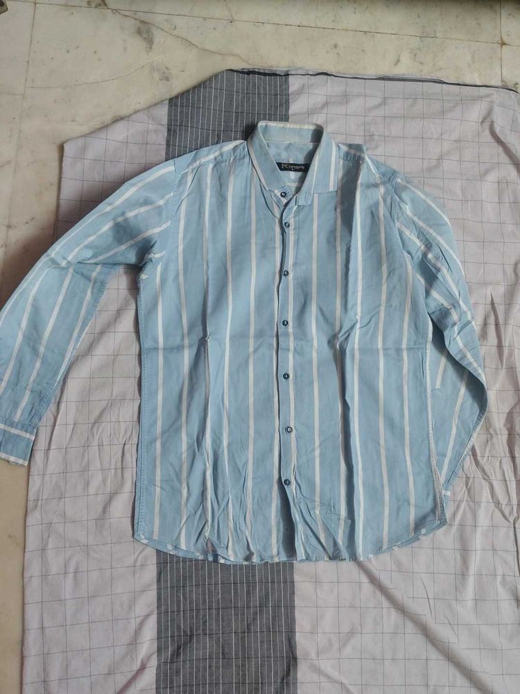 Men's Blue Striped Casual Shirt