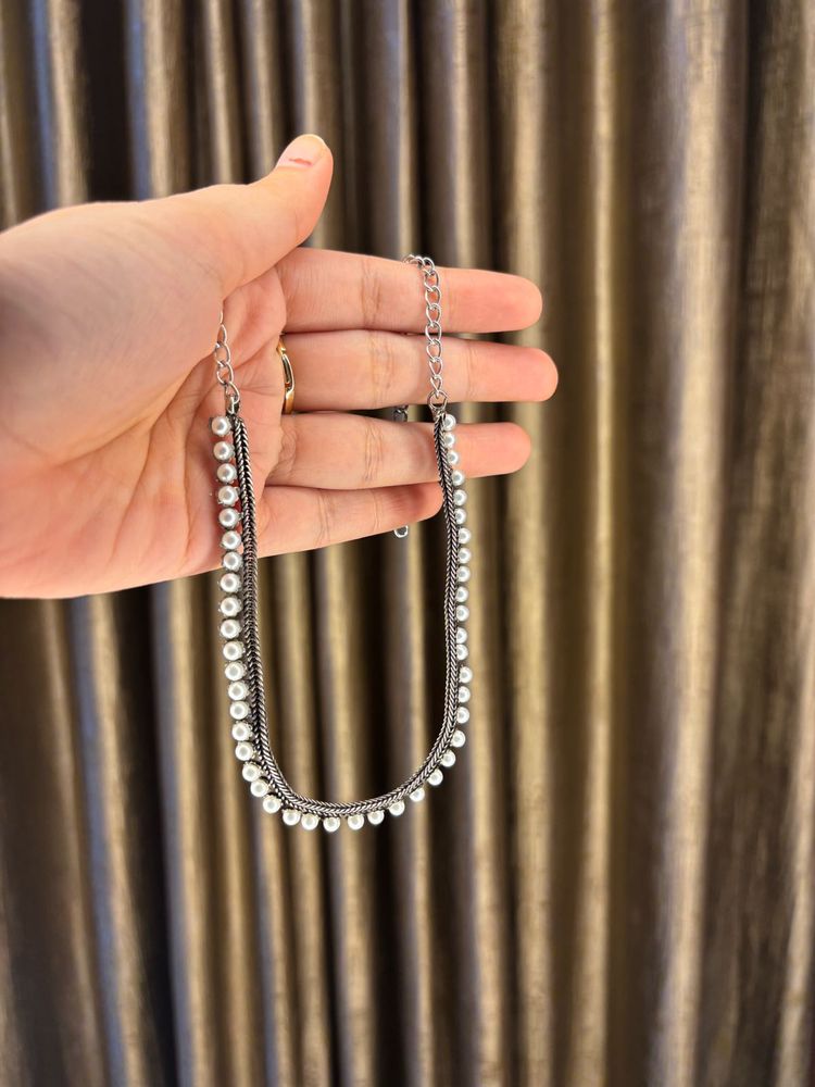 Brass Pearl Chain Necklace