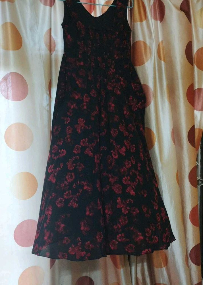 Black &amp; Red Floral Maxi Dress