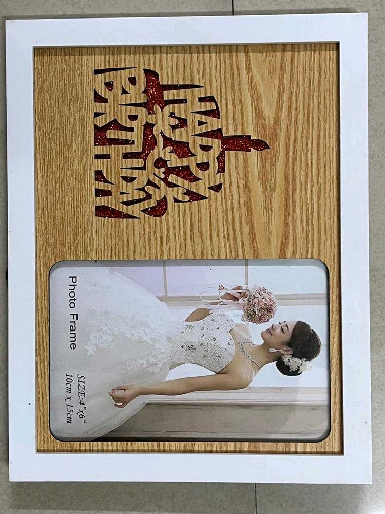 🖼️Wooden Happy Birthday Photo Frame 4x6(10x15 cm)