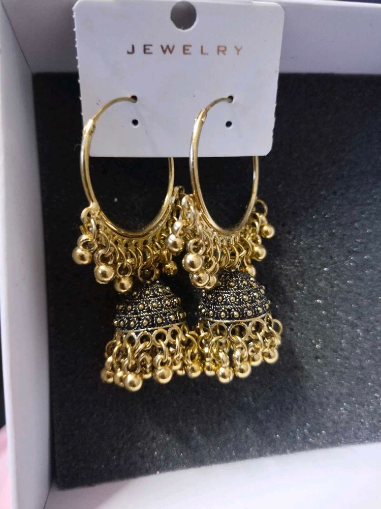 Gold Jhumka Earrings
