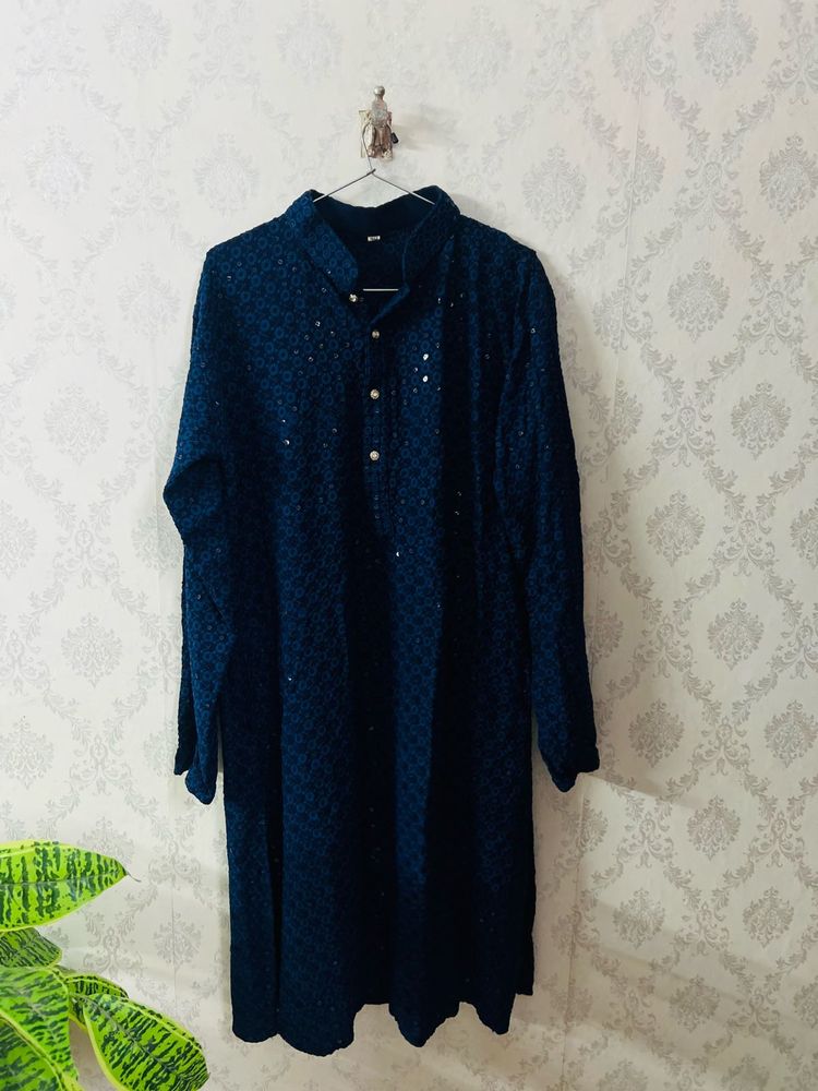 Elegant Navy Sequined Kurta
