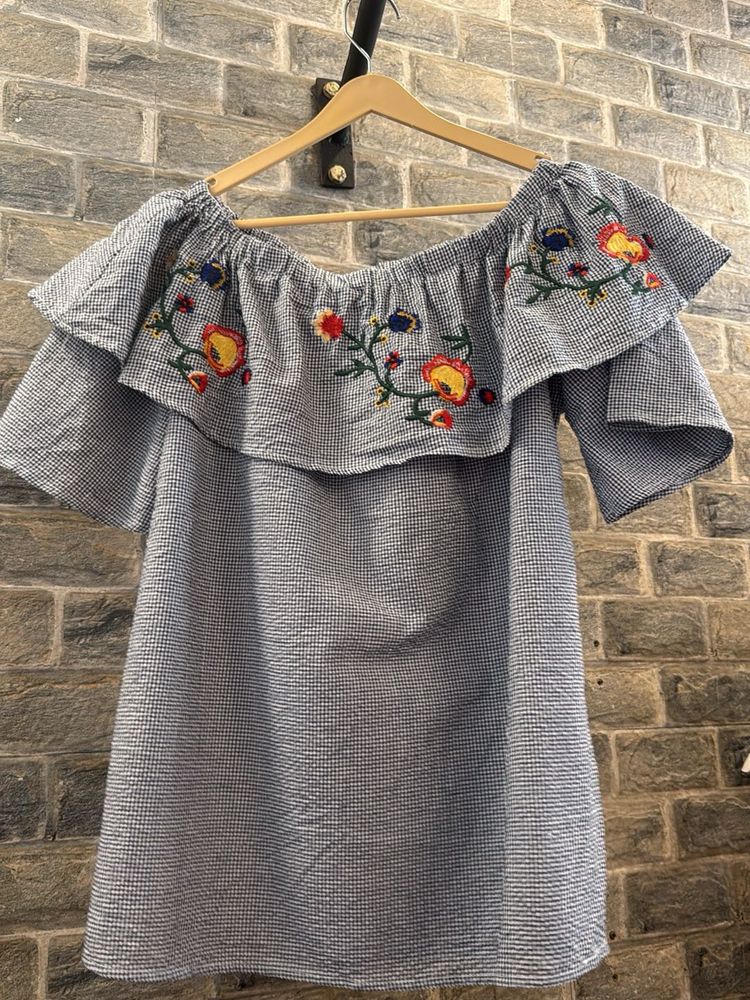 Embroidered Off-Shoulder Top