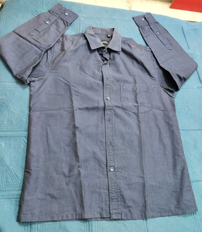 Men's Casual Button-Down Nevy Blue Shirt