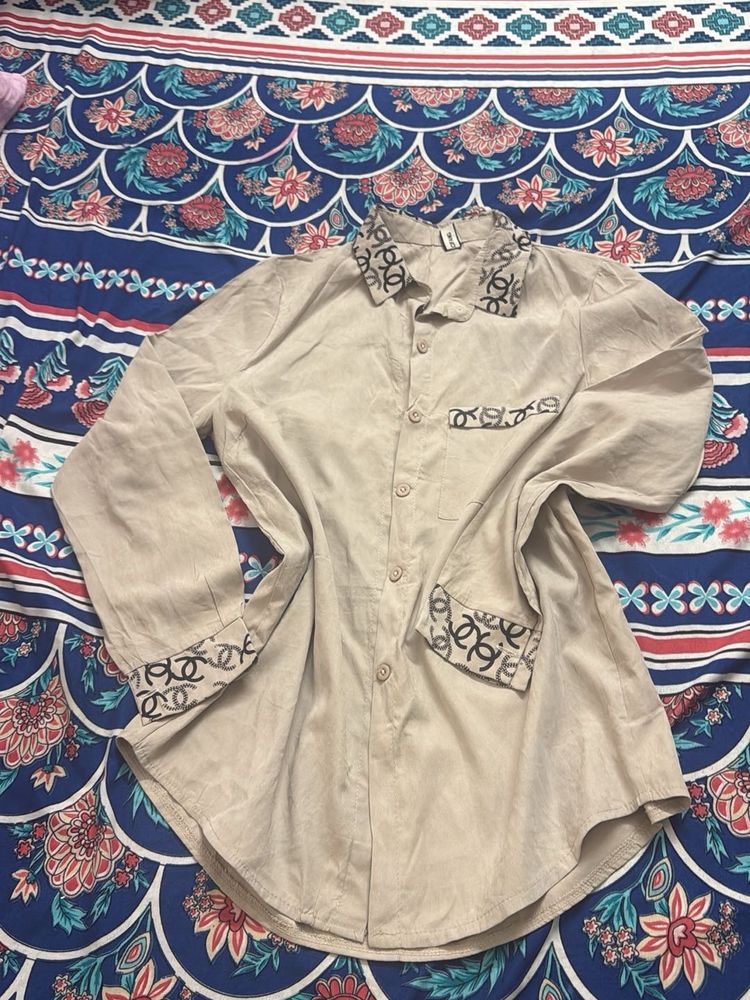 Designer Button-Up Shirt with Logo Detail