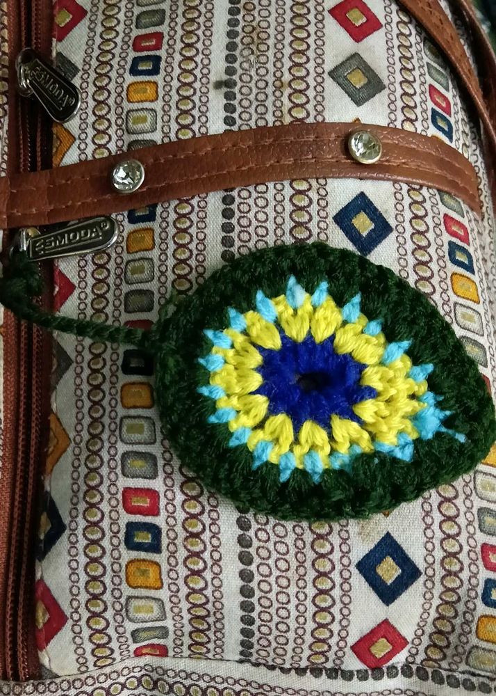 Boho Crochet Flower Hair Clip, keychain and bookma