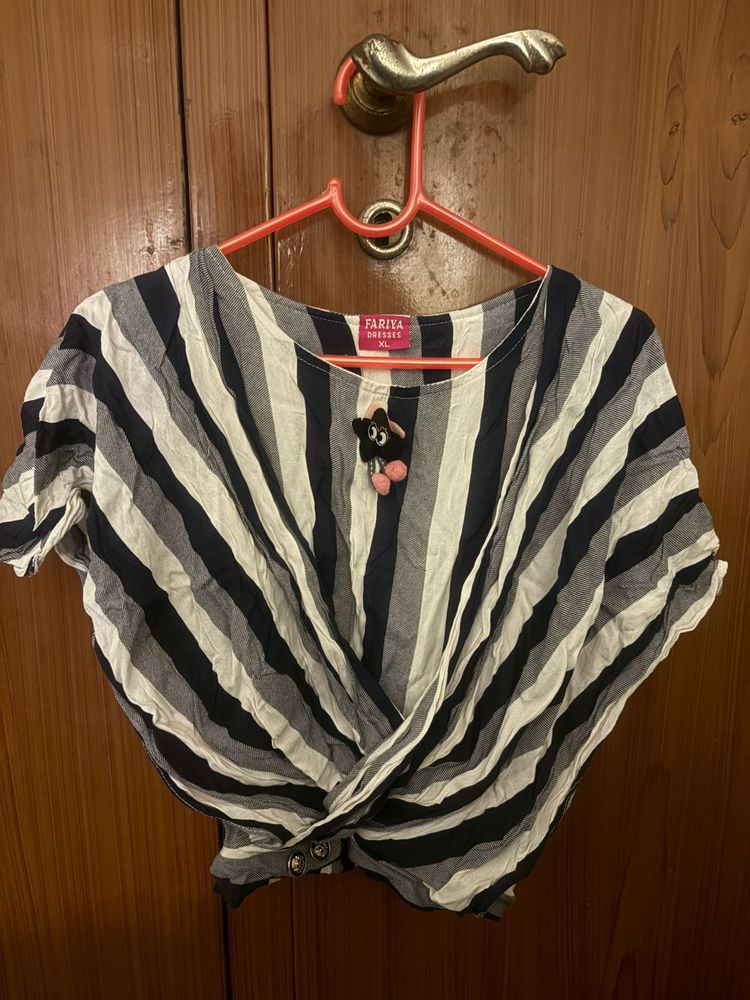 Striped Twist Front Top