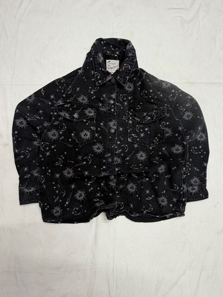 Celestial Print Denim Shirt