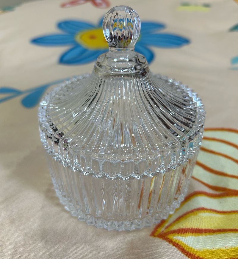 Crystal Glass Bowl With Lid - New