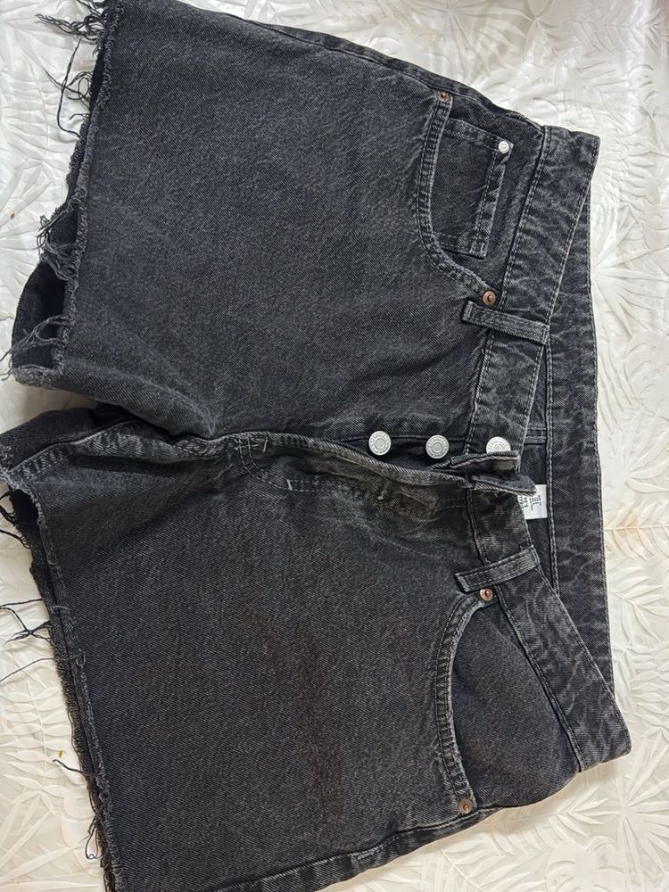 Black Denim Cut-off Shorts