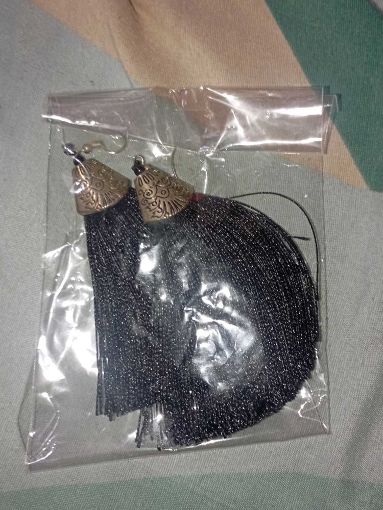 Elegant Black Tassel Earrings