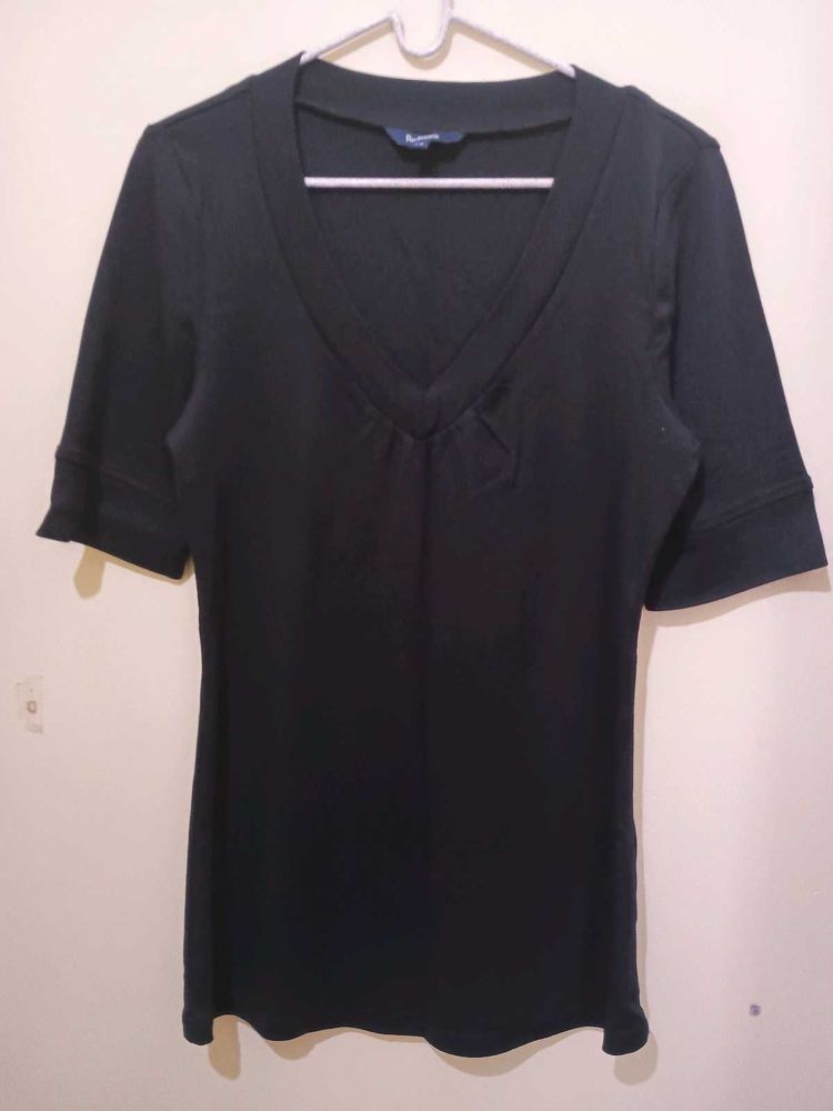 Reitmans Black deep V-Neck Top Tunic