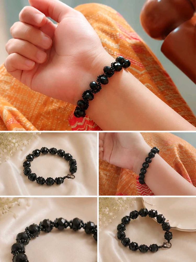 Elegant Black Beaded Bracelet