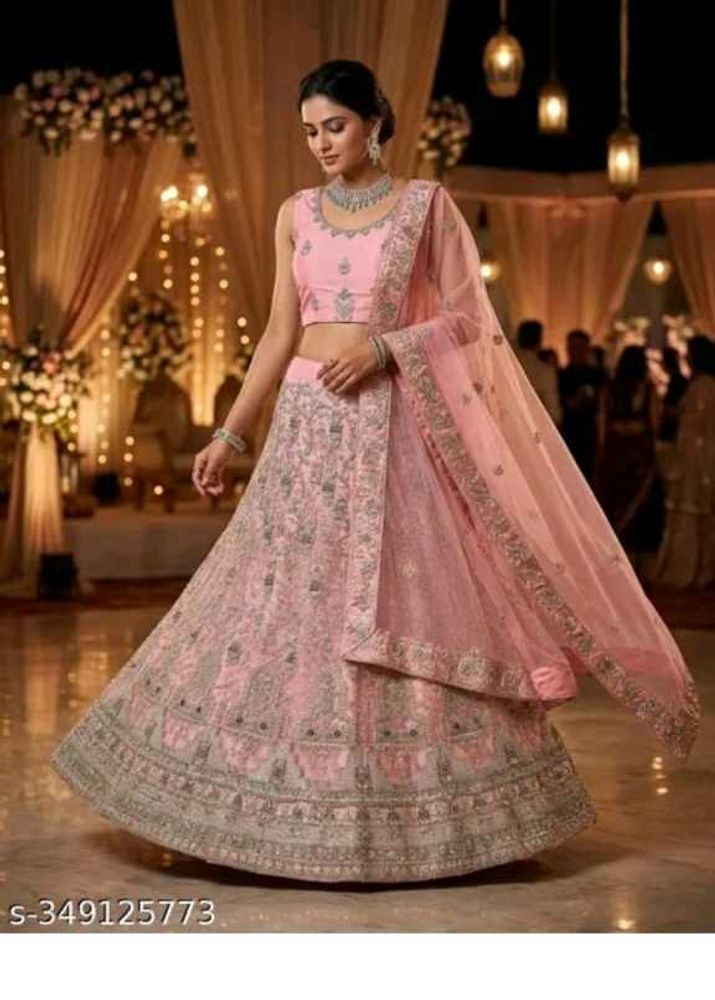 Elegant Pink Embroidered Lehenga Choli