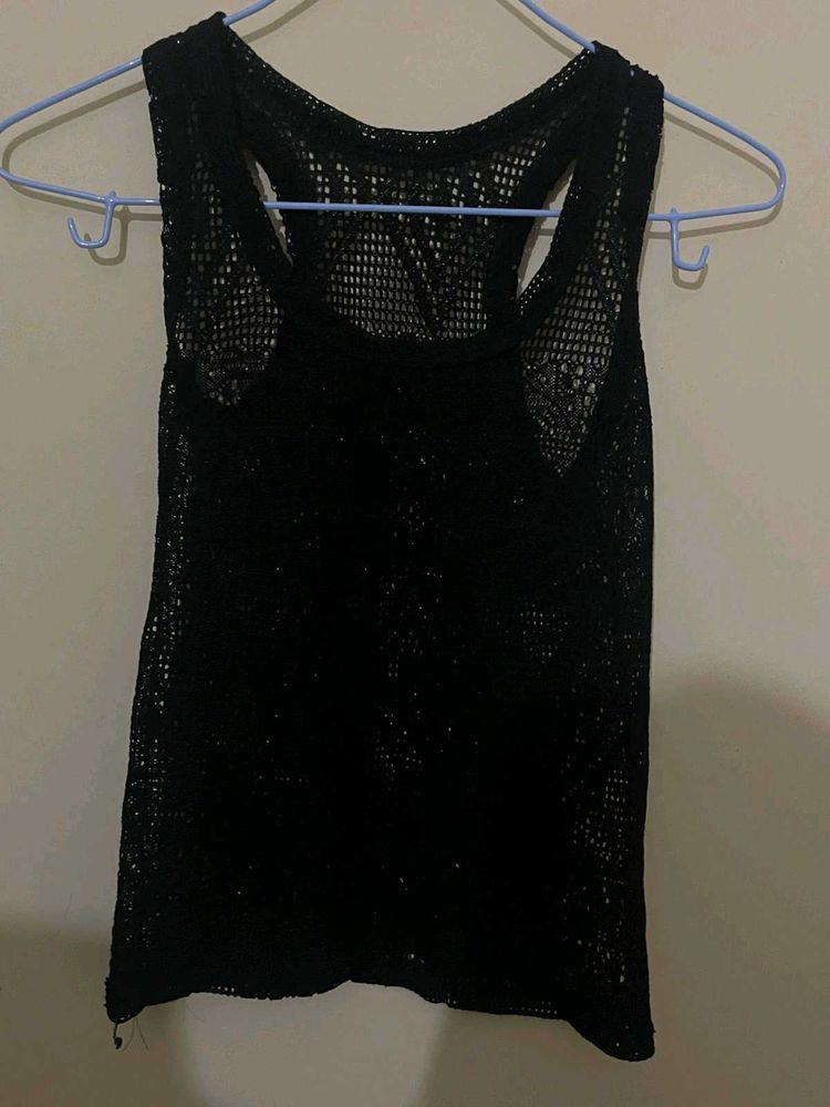 Black Mesh Tank Top