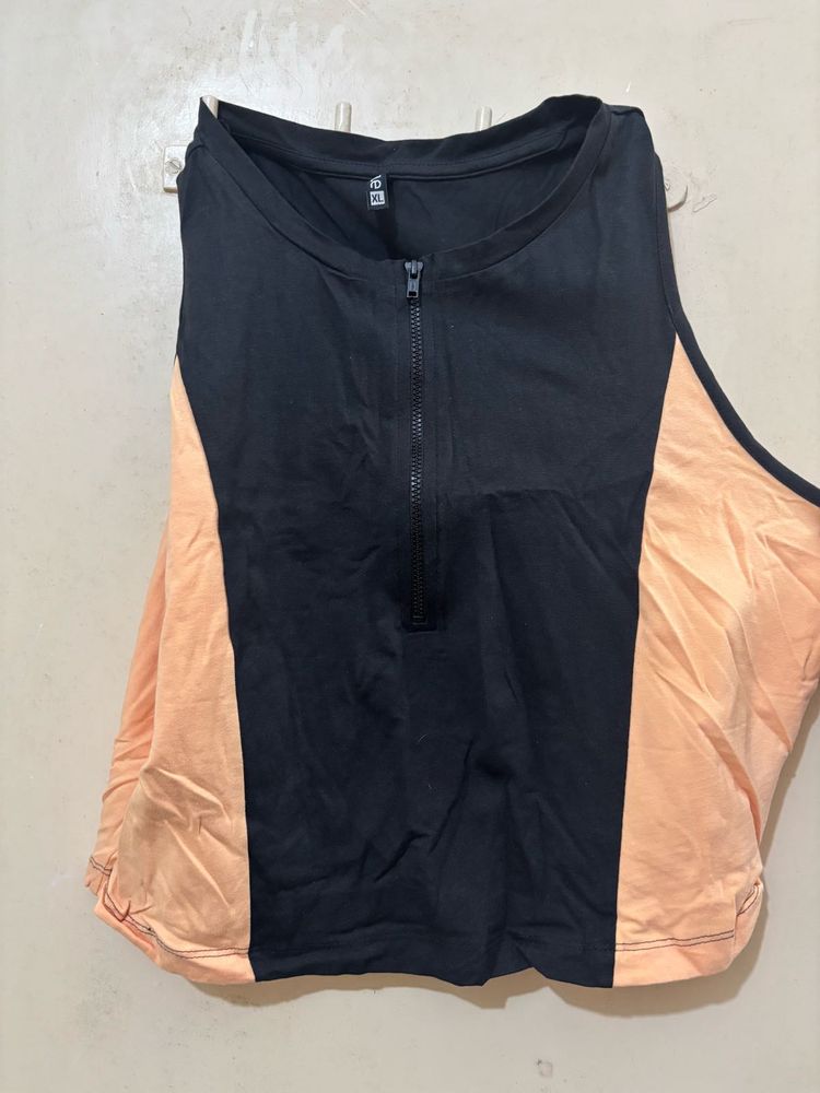 Colorblock Zip Tank Top