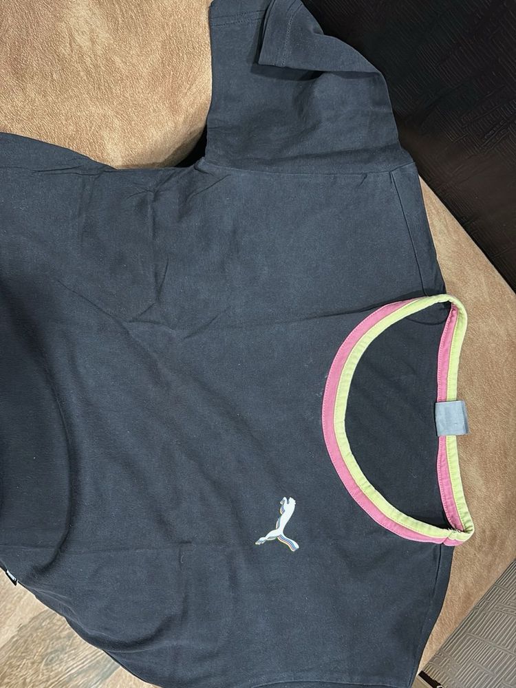 Puma Black T-Shirt with Color Trim