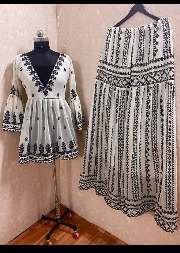 Elegant Embroidered Top &amp; Palazzo Set