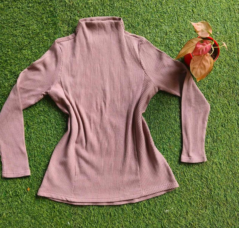 Ribbed Mock Neck Long Sleeve Top