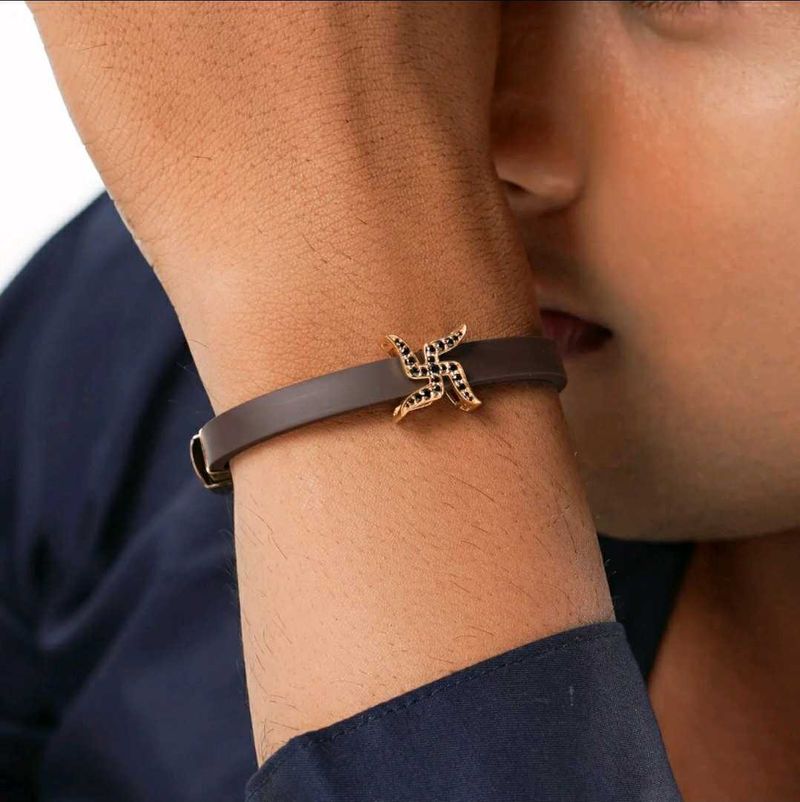 sterling with gold plated swastik bracelet