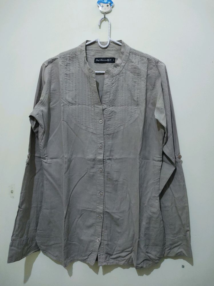 Khaki Or Light Brown Cotton Top Shirt