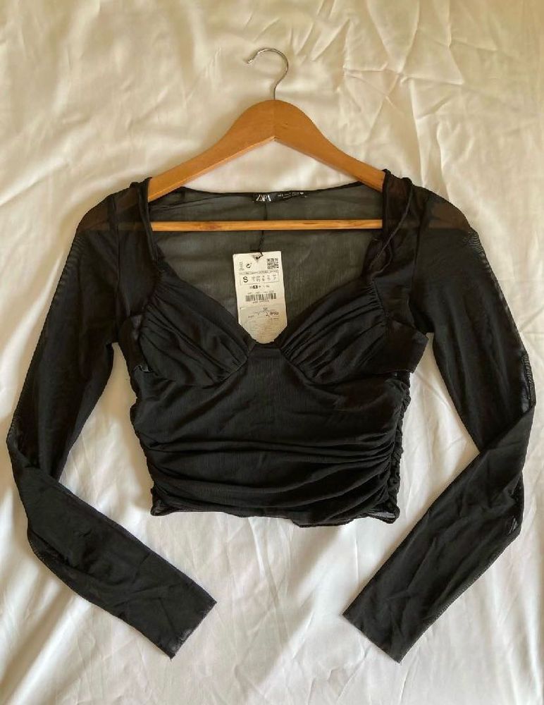 Zara Black Mesh Corset Top