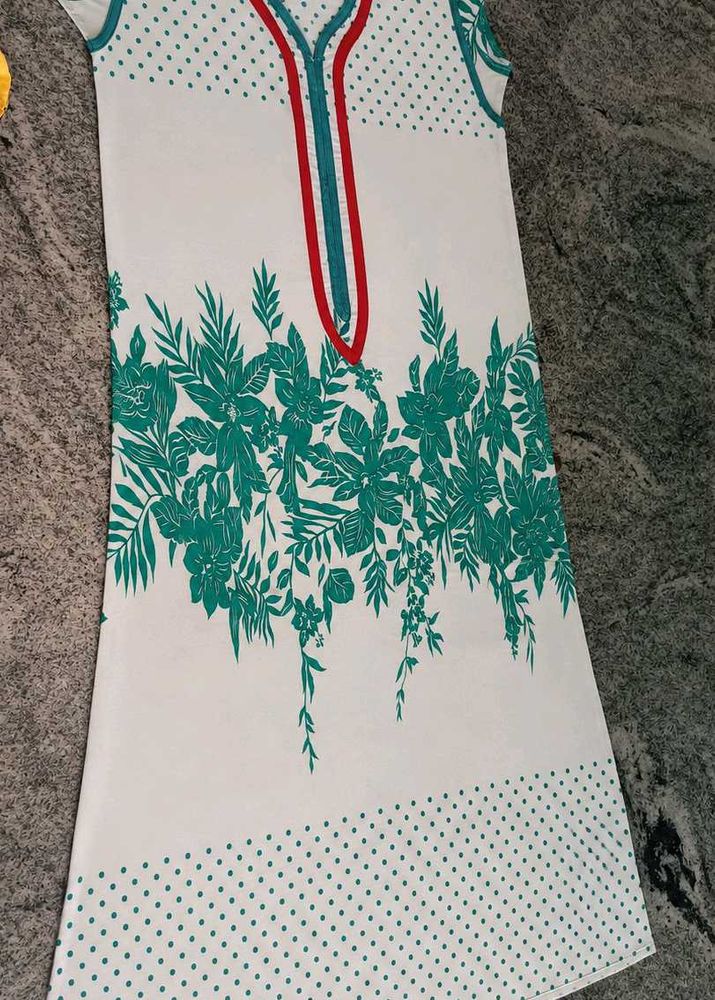 White Kurta with green border