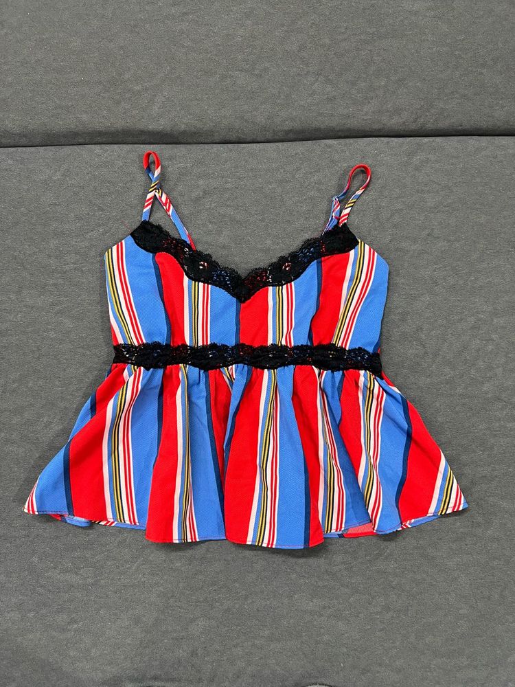 Striped Peplum Camisole Top