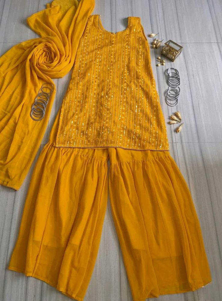 Yellow Sharara set
