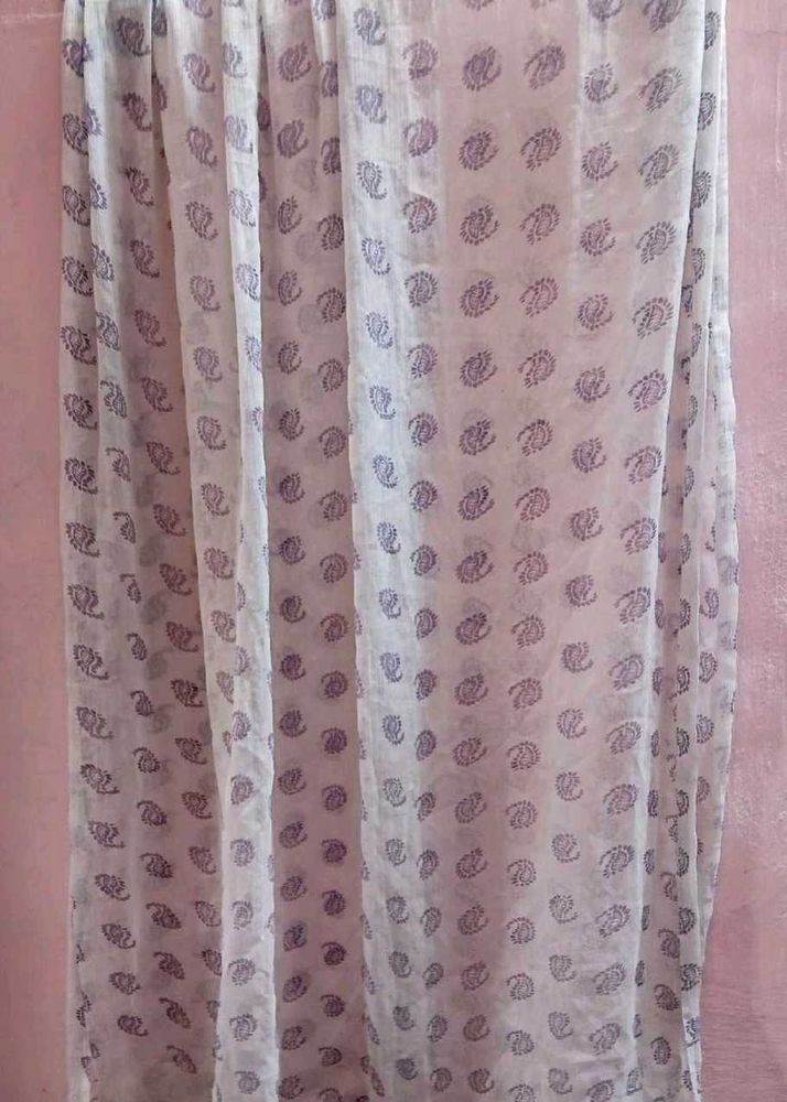White Dupatta with Paisley Print