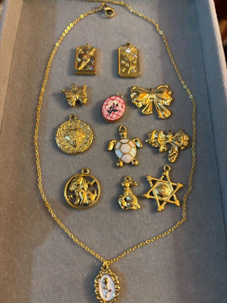 Anti tarnish 1 Charming Gold-Tone Charm Necklace