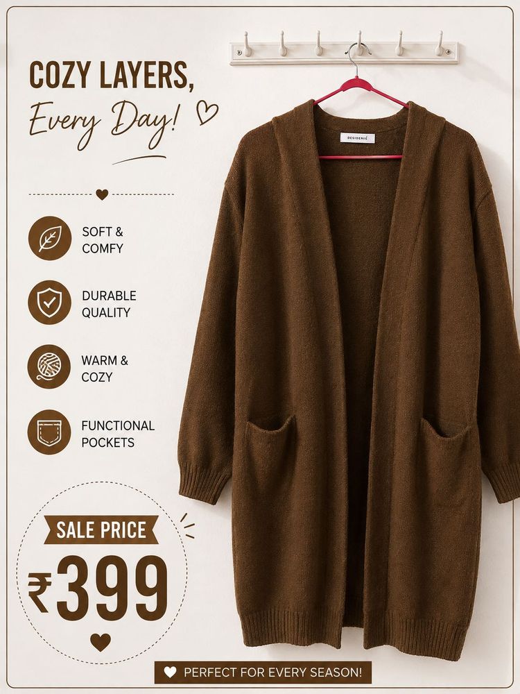 Cozy Brown Cardigan with Pockets